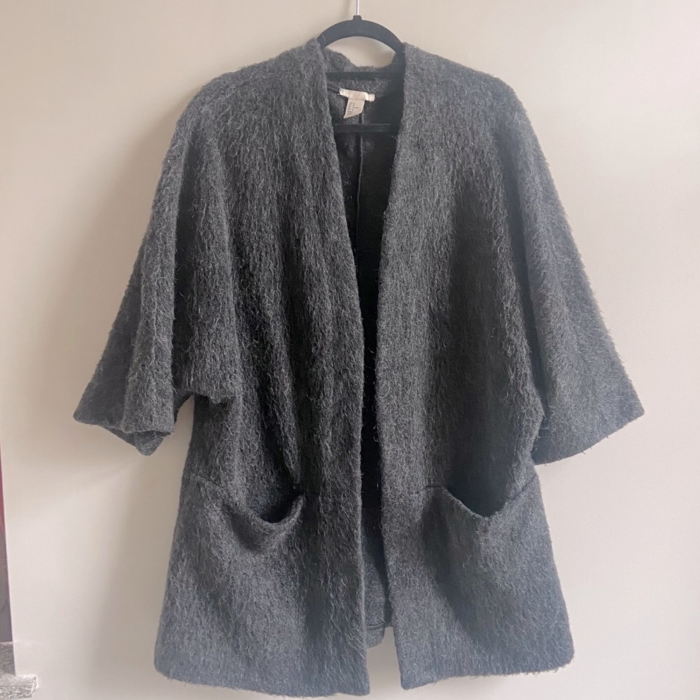 H&M oversized charcoal gray overcoat